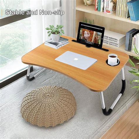 Portable Folding bed Table, Laptop Desk With ipad and Cup Holder ...