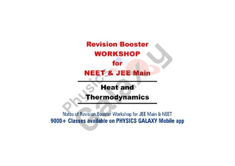 Class 1Notes Heat Thermodynamics 15 157368 - Revision Booster WORKSHOP ...