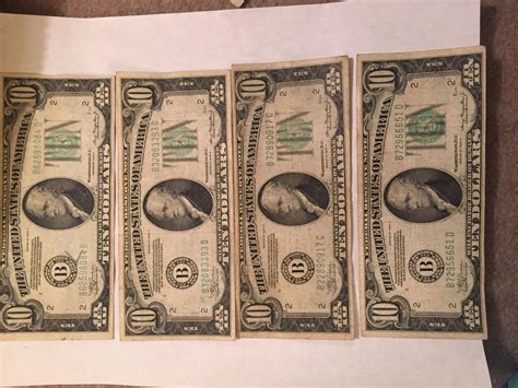Old 1934 Ten Dollar Bill $10 Federal Reserve Note - Series 1934 B, New ...