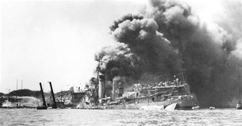 Destroyer USS Shaw (DD-373) sunk in dry dock, Pearl Harbor attack ...