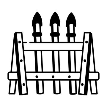 A hand drawn style icon of weapon rack | Premium Vector