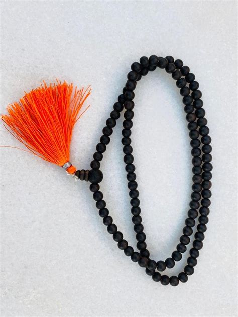 ANAWARIYAS Unisex Ebony Wood (Karungali Katai) Jap Mala (Unpolished ...