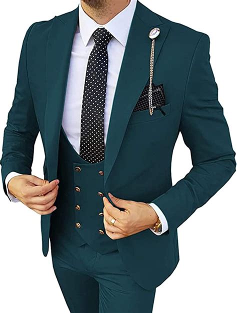 Buy Zeattall Men's Formal Wedding Suits Slim Fit One Button Blazer ...