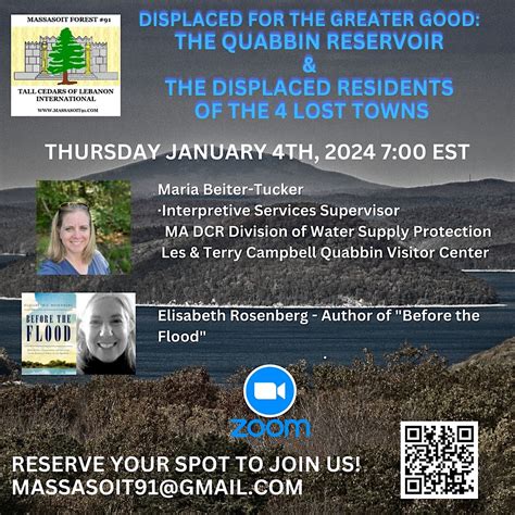 DISPLACED FOR THE GREATER GOOD: THE QUABBIN RESEVOIR, January 4 2024 ...