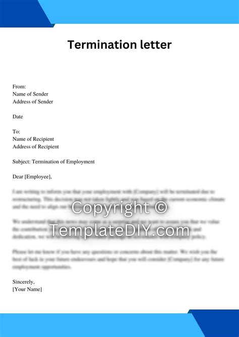 Letter of Termination of Employment Due to Restructuring