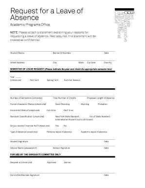 Leave Of Absence Reasons List | pdfFiller