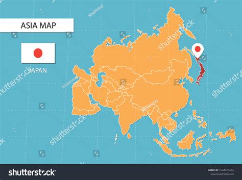 Mapa de Japón en Asia, iconos: vector de stock (libre de regalías) 1544679464 | Shutterstock