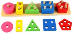 CIVIL Wooden Intellectual Geometric Shape Matching Five Column Blocks ...