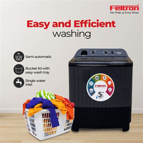 Feltron 7.5 kg Semi Automatic Top Load Washing Machine Grey, Black ...