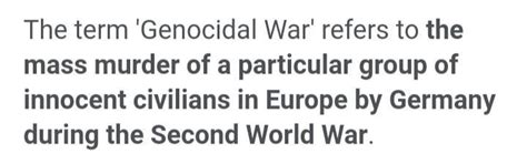 What do you mean by genocidal war - Brainly.in