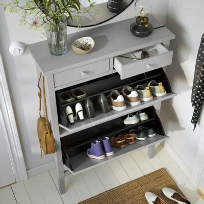 GULLABERG shoe cabinet with 2 compartments, grey, 88x30x122 cm (345 ...