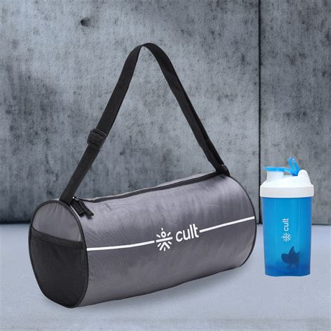 Buy Compact 12L Gym Bag with Shoulder Strap Grey & 600ml Shaker Bottle ...