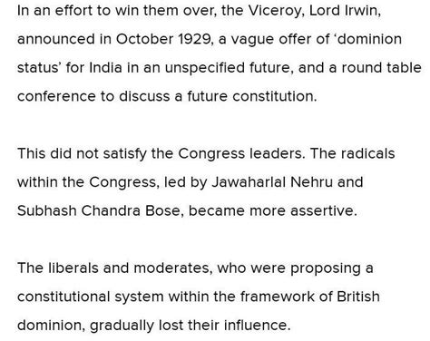 Why the offer of Dominion status by Lord Irwin was rejected by Congress ...