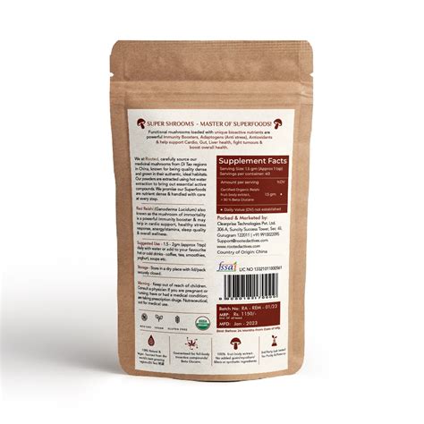 Reishi Mushroom Extract Powder Supplement online | Rooted Actives ...
