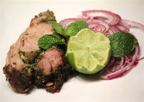 Roasted Leg of lamb with herbs and mushrooms Recipe by Feby Paul - Cookpad