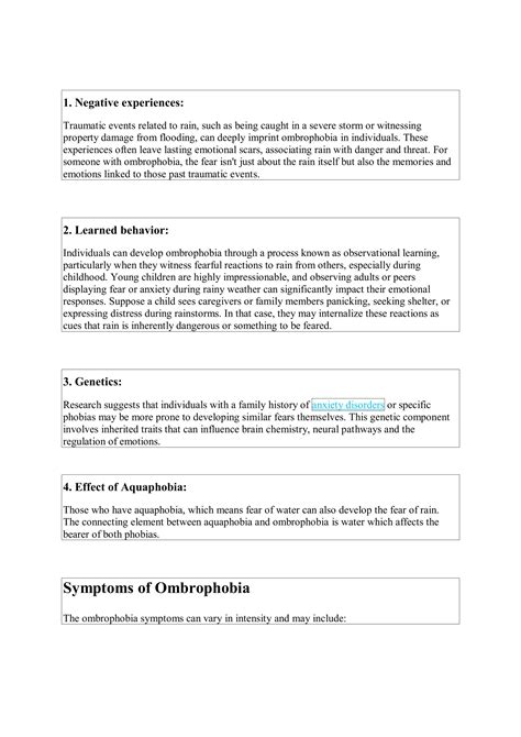 Ombrophobia: Symptoms, Causes, and Treatments for the Fear of Rain | PDF
