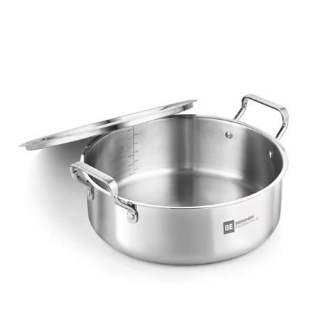 Bergner Essentials Triply Stainless Steel Shallow Biryani Pan with Lid ...