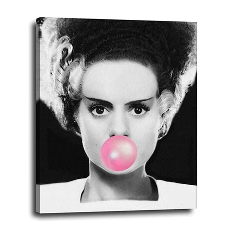Buy The Bride of Frankenstein Pink Bubble Gum Black Canvas Wall Art ...