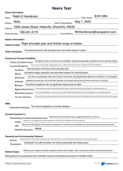 Neer's Test & Example | Free PDF Download