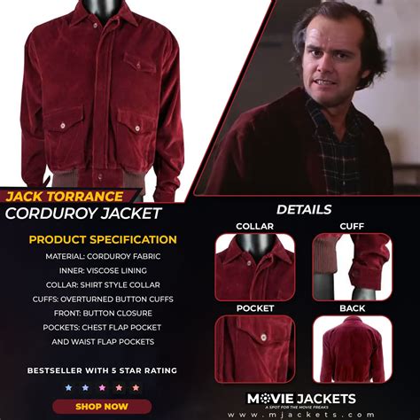 Red Corduroy The Shining Jack Torrance Jacket - Nicholson Corduroy Jacket
