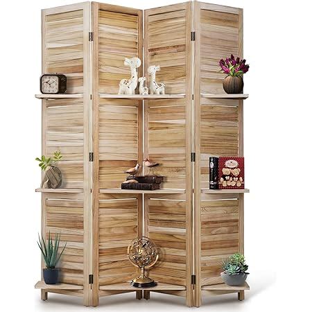 Buy Room Divider,4 Panel Folding Privacy Screen Panels with Shelves ...