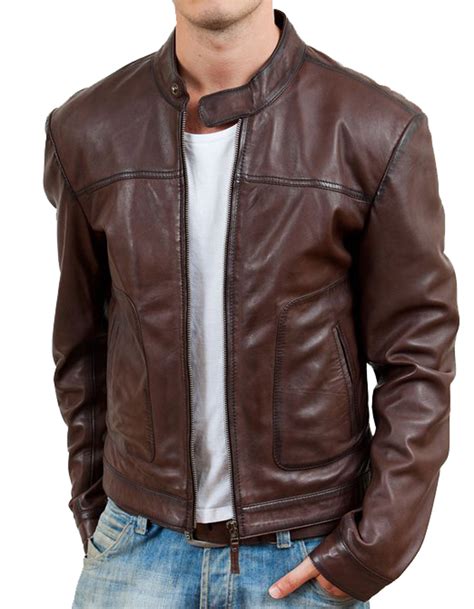 Men's Waxed Brown Leather Biker Jacket | XtremeJackets