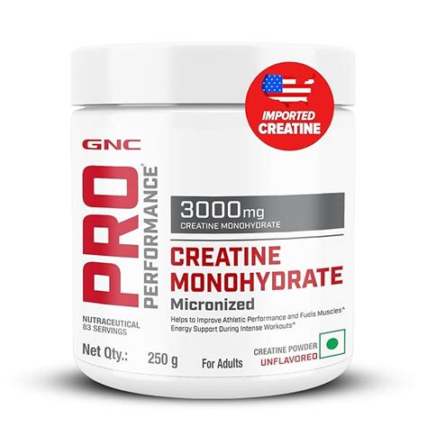 GNC Pro Performance Pure Micronized Creatine Monohydrate | 250 gm | 83 ...