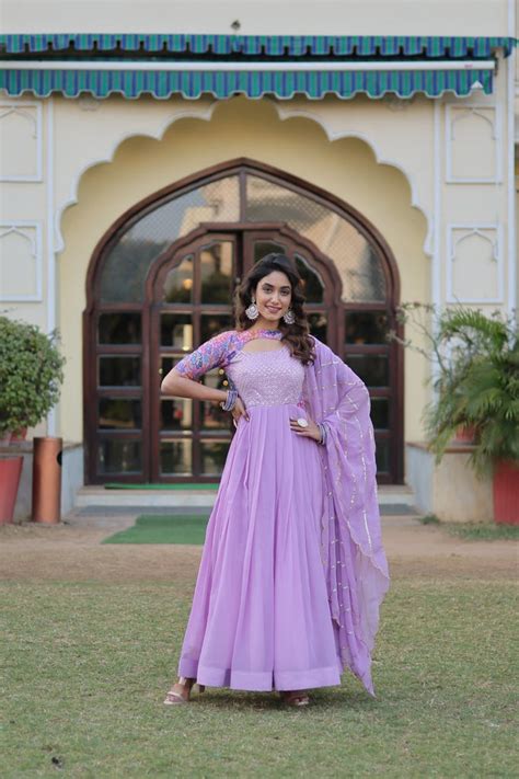 Lavender Color Elegance Premium Designer Readymade Gown with