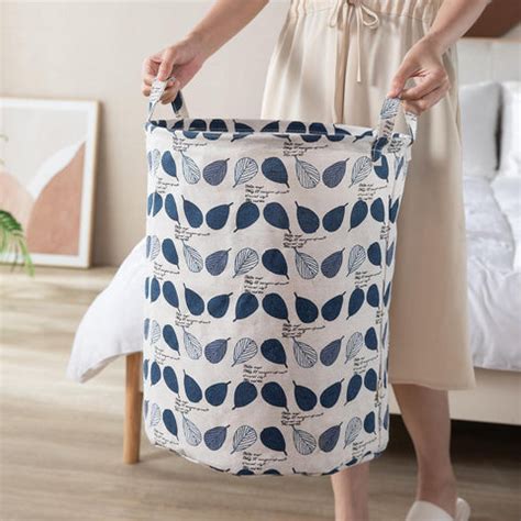 HOKIPO Folding Laundry Basket for Clothes, Round Collapsible Storage B ...