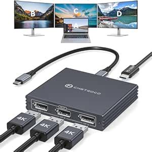 USB C to Display Port Splitter 3 Monitors with 100W PD Port 4K60HZ ...