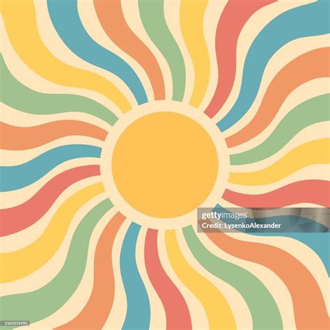 Retro Summer Ray Background In Flat Style Sunburst Vector Illustration ...