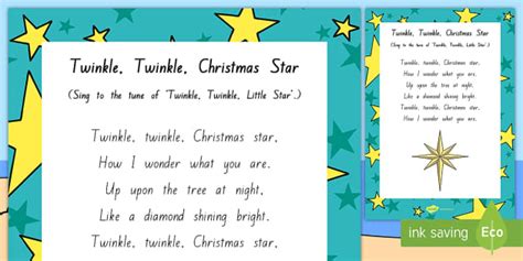 Twinkle, Twinkle, Christmas Star - Lyrics Sheet | Teaching