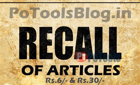 Recall of Postal Articles Charges & Terms and conditions for both ...