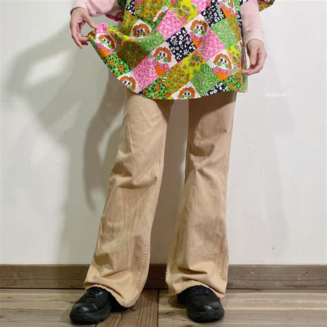 70s beige cotton flare pants【709】 | LEMON