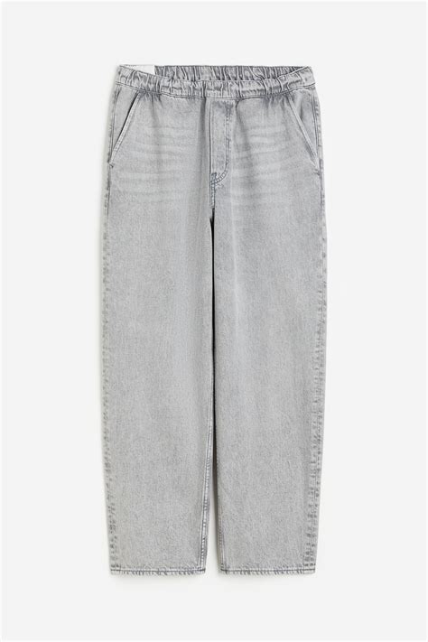 Loose Denim Joggers - Light denim grey - Men | H&M IN