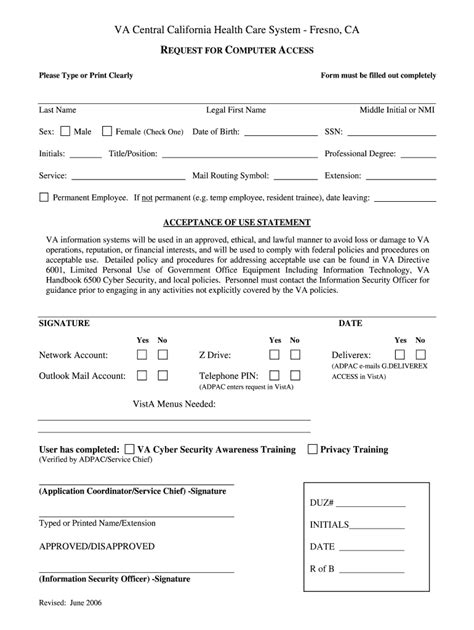Fillable Online COMPUTER ACCESS REQUEST FORM Fresno (002) Fax Email ...