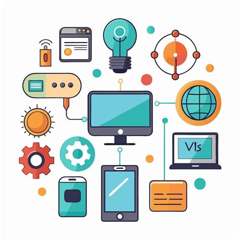 Set of colorful technology icons | Premium AI-generated vector