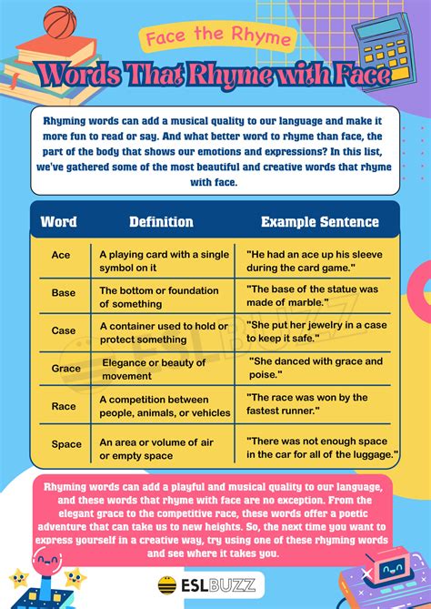 Words that Rhyme with Face to Master English Rhymes Today! - ESLBUZZ