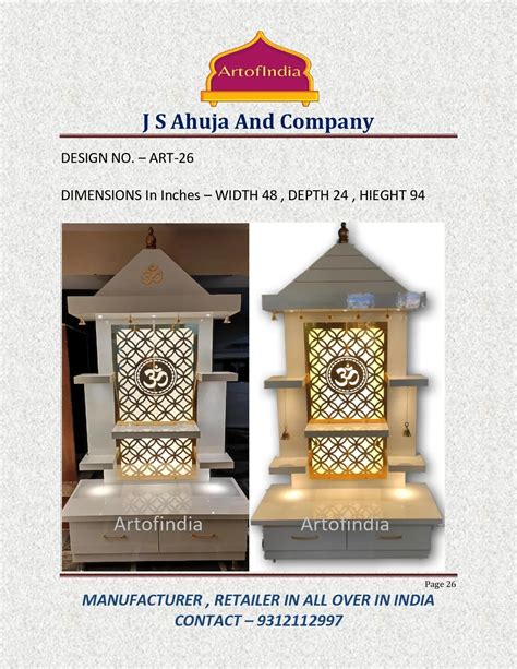 ARTOFINDIA/Designer White Golden Jali Om Pooja Mandir For Home/Designe ...
