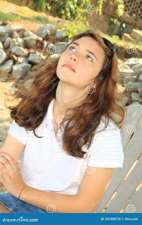 Teen girl looking up stock photo. Image of human, black - 20180070