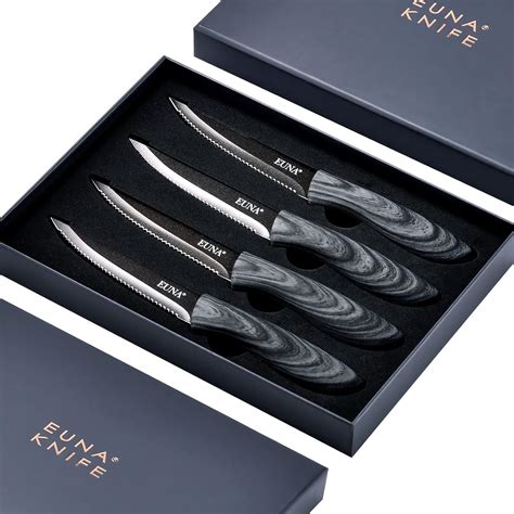 Buy EUNA 4 PCS Steak Knives Kitchen Knife Set Ultra Sharp 4.5 Inch ...