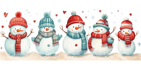 Dessin animé de mignons bonhommes de neige se réjouissent pendant les ...