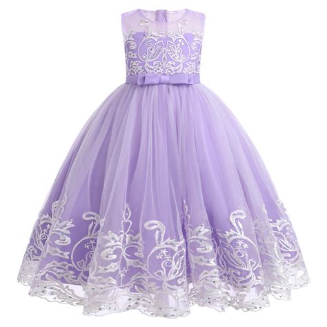 IBTOM CASTLE Flower Girl Lace Dress for Kids Wedding Bridesmaid Pageant Party Formal Long Maxi ...