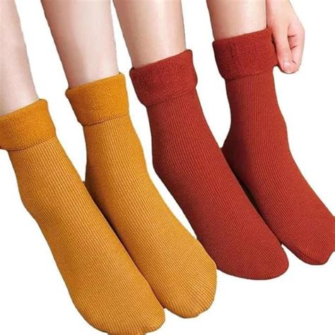 F FASHIOL.COM Fleece Calf Length Non Thumb Socks Winter Moje For Women ...