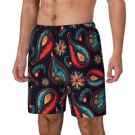 Cauagu Paisley1 Print Mens Swim Trunks Quick Dry Board Shorts Swim ...