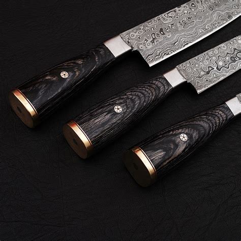 Damascus Chef Knife Set // 3 Piece - Black Forge Knives - Touch of Modern