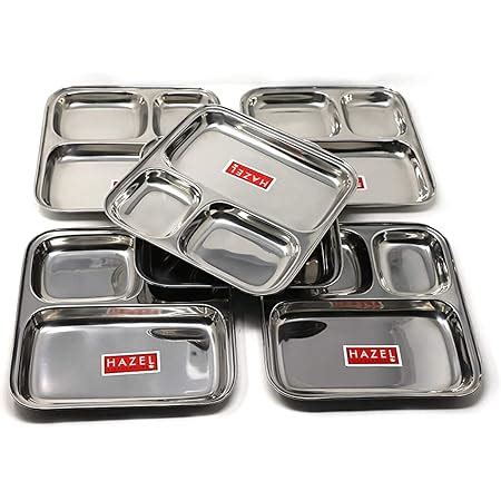 Buy HAZEL Compartment Plate Set | Nasta Plate Set of 6 | Pav Bhaji ...