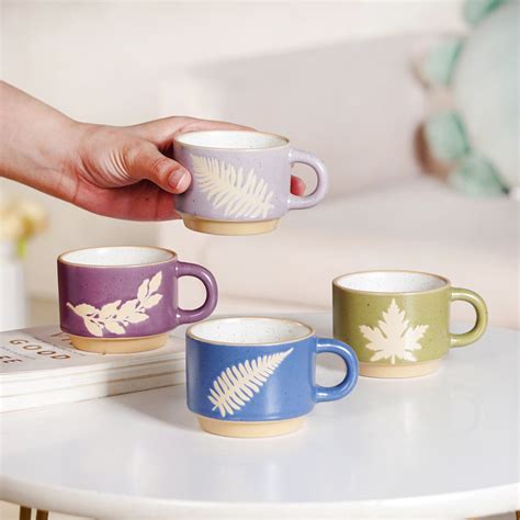 Fern Stackable Ceramic Cup Set Of 4 145ml Online - Premium Tea Cup ...