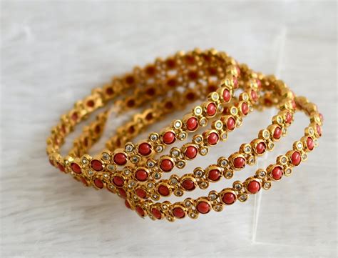 Matte finish cz coral stone set of 4 bangles(2.10) dj-48628 – dreamjwell