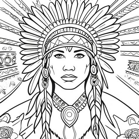 Detailed Native American Headdress Coloring Page (46824-37016)